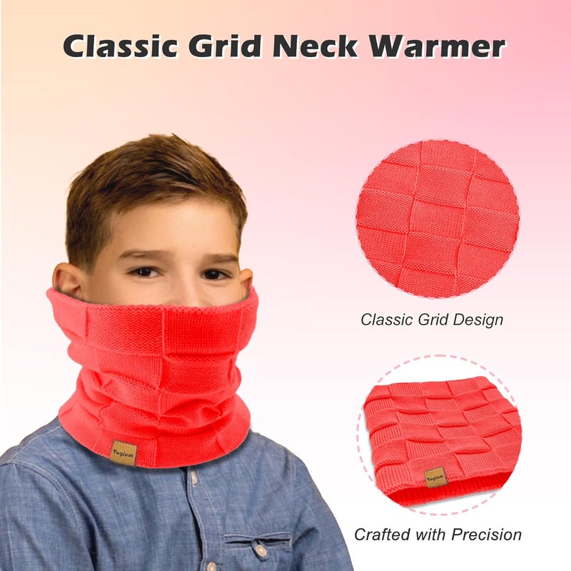 Vogium Kids Double-layer Knit Neck Warmer Gaiter | Thermal Fleece Face Cover for 6-14 Year Olds Boys Girls | Ski, Play - Image 3
